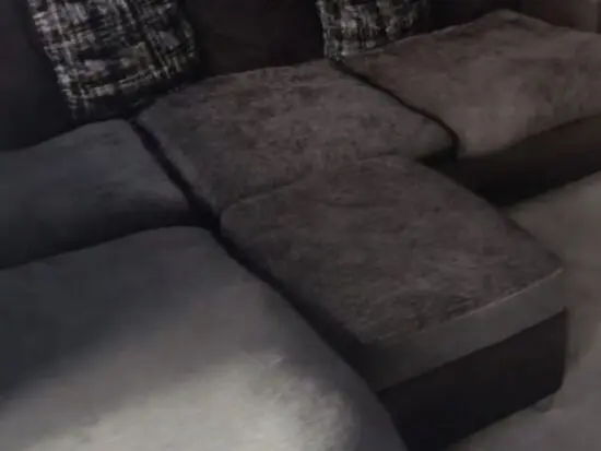 L chaise 4 Seater Black Base Dark Grey Seats w/scatter cushions