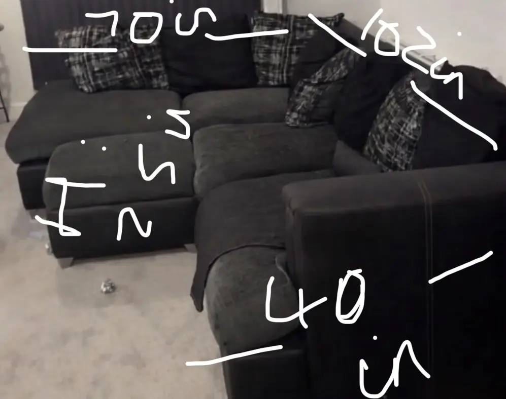 L chaise 4 Seater Black Base Dark Grey Seats w/scatter cushions