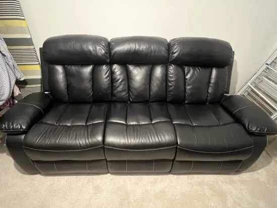 Black Leather 3 Seater Sofa