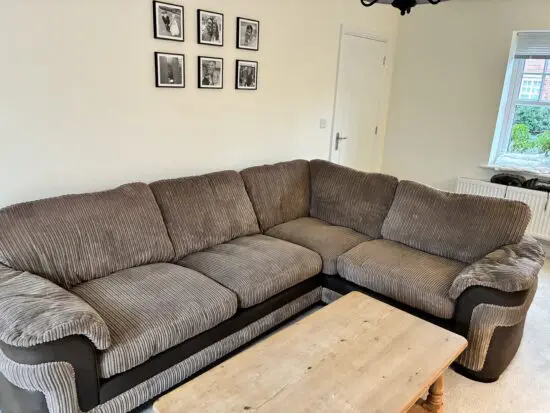 DFS Brown Jumbo Cord Corner Sofa