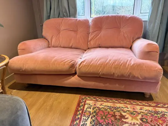 Dunelm Martha soft coral 2 seater sofa