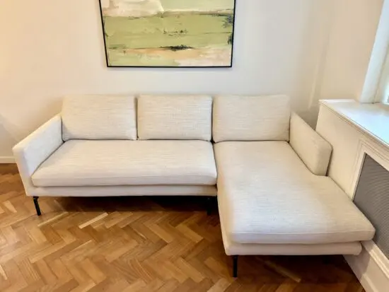 DFS ivory colour Modena Right Hand Facing 3 Seat Chaise End Sofa