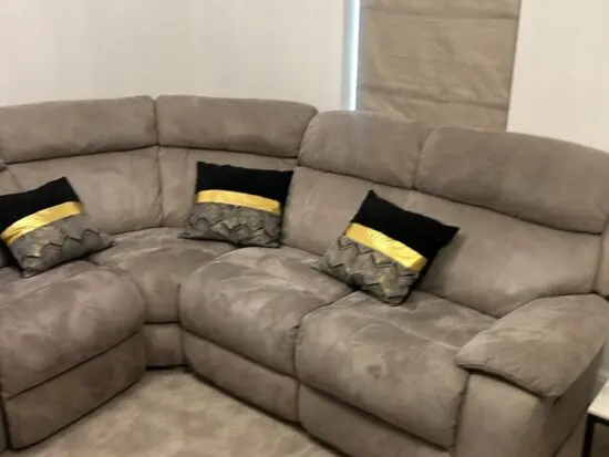 Moreno Fabric Power Recliner Corner Sofa with Power Headrests- Beige