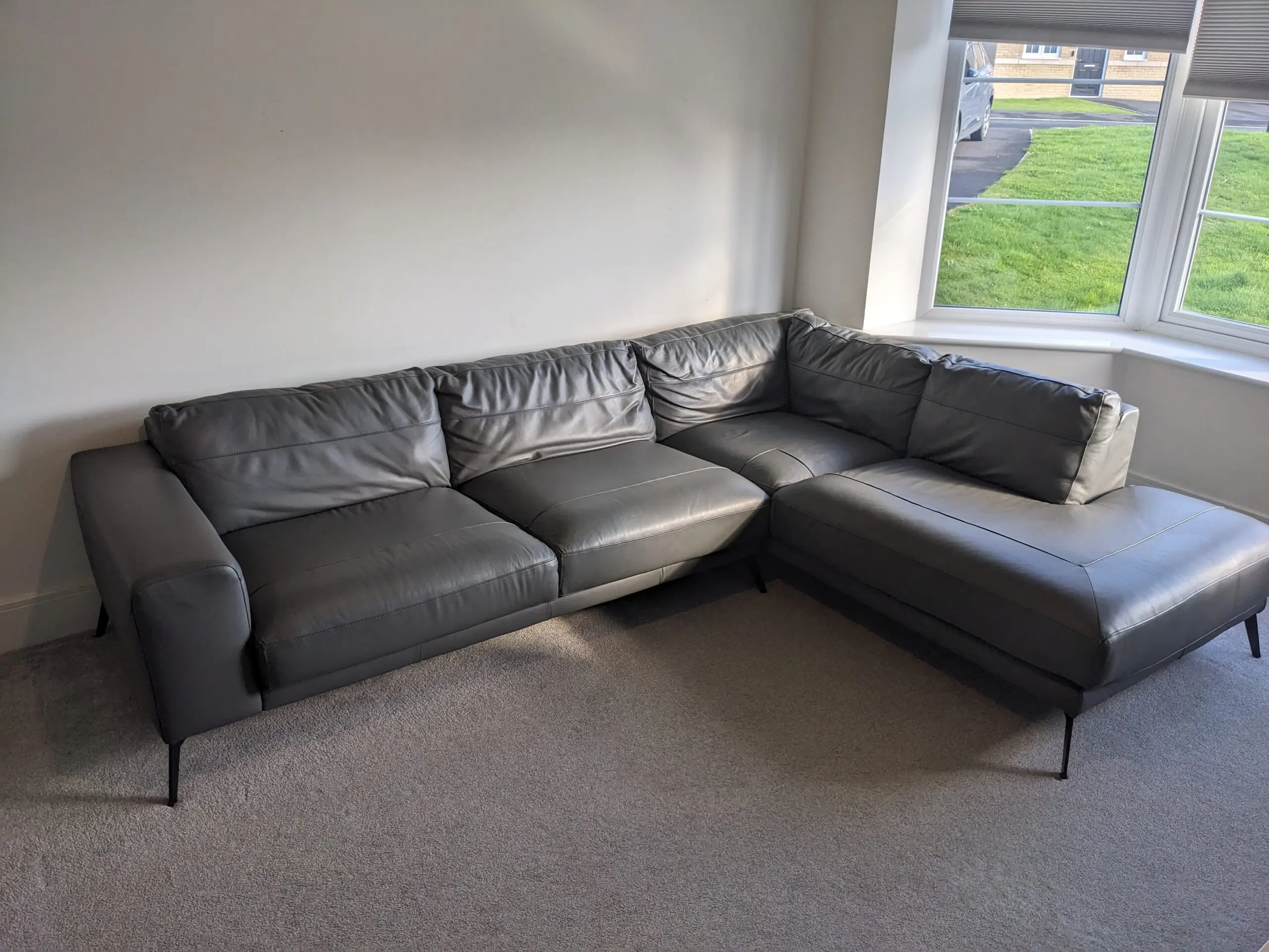 DFS Nuela Leather Left-Hand Facing Open End Corner Sofa – Grey