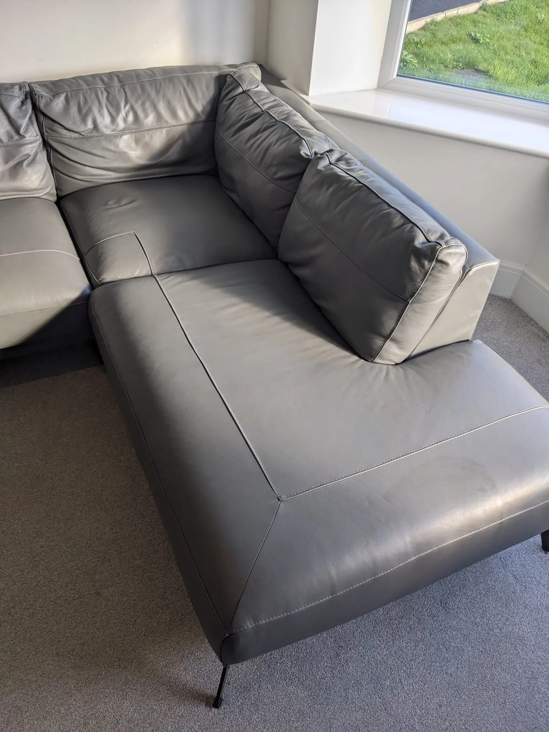 DFS Nuela Leather Left-Hand Facing Open End Corner Sofa – Grey