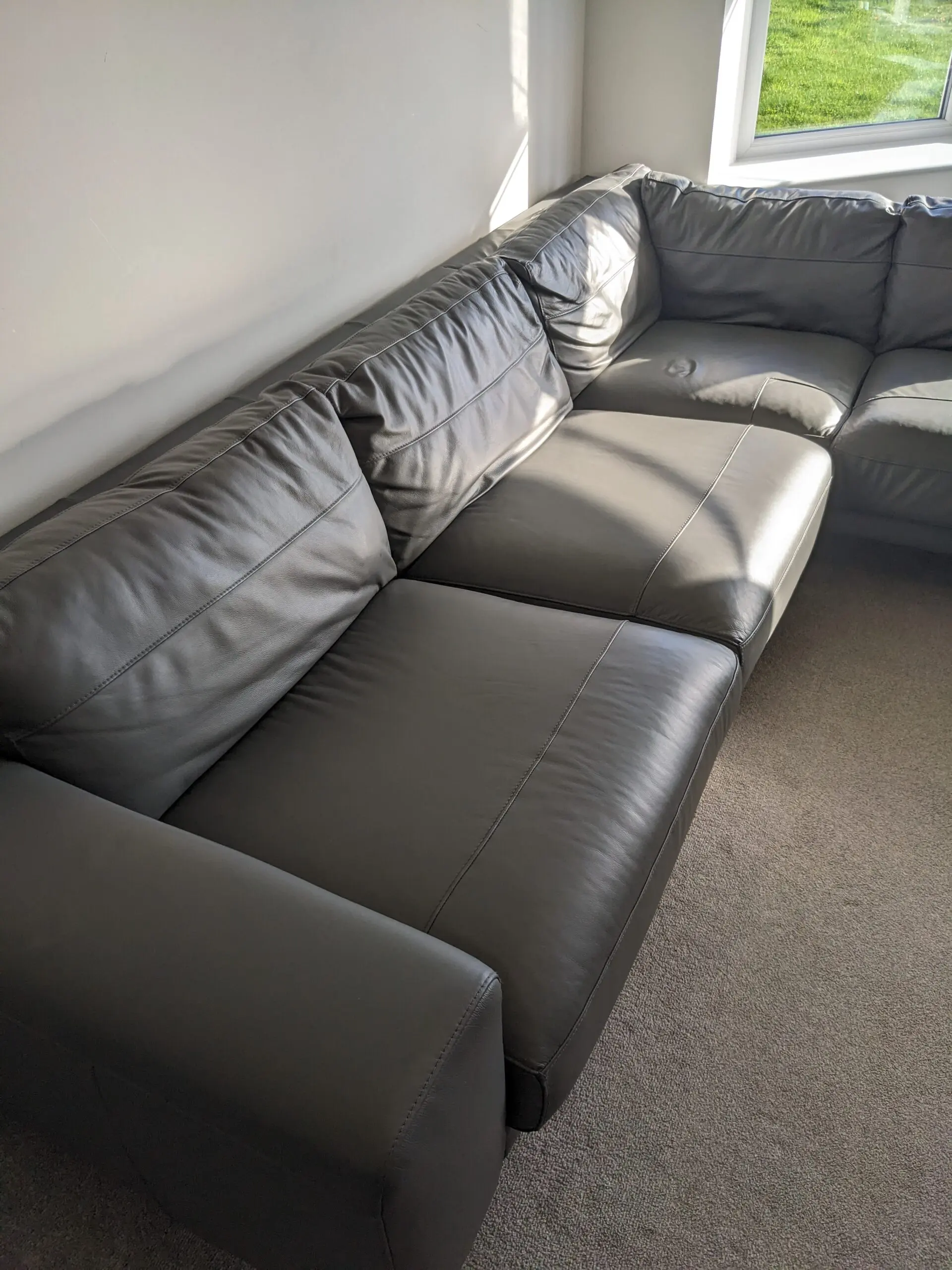 DFS Nuela Leather Left-Hand Facing Open End Corner Sofa – Grey