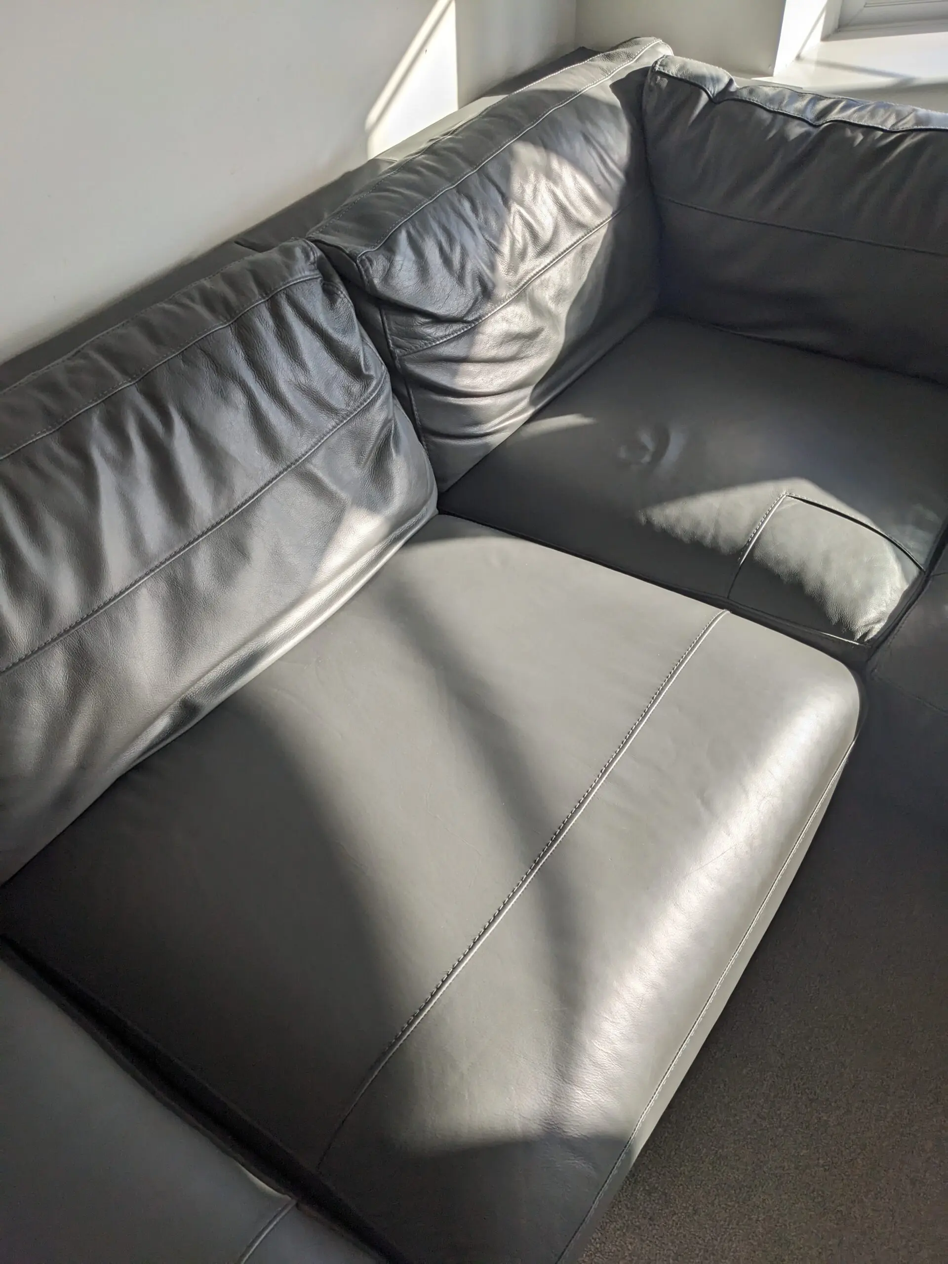 DFS Nuela Leather Left-Hand Facing Open End Corner Sofa – Grey