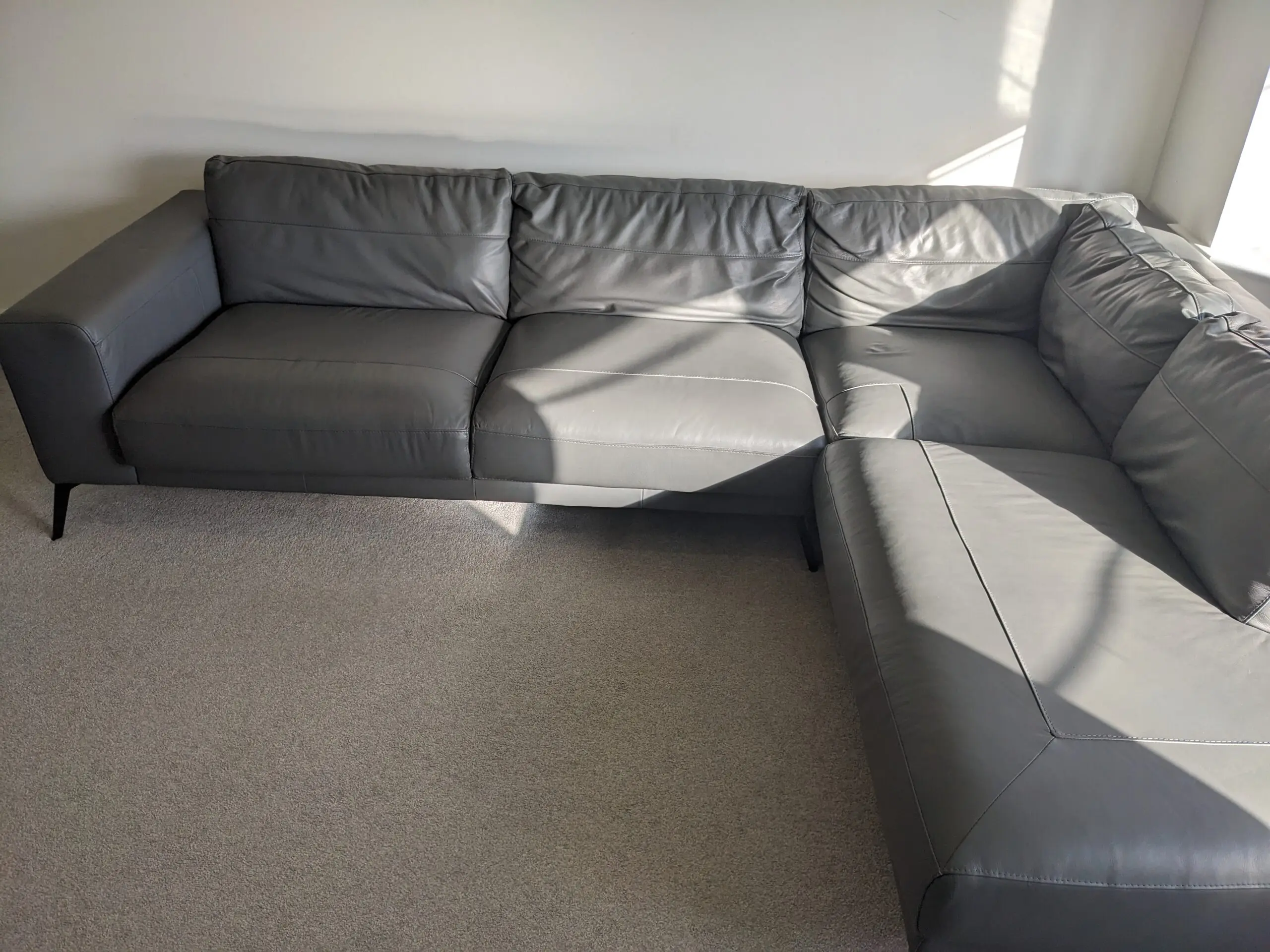 DFS Nuela Leather Left-Hand Facing Open End Corner Sofa – Grey