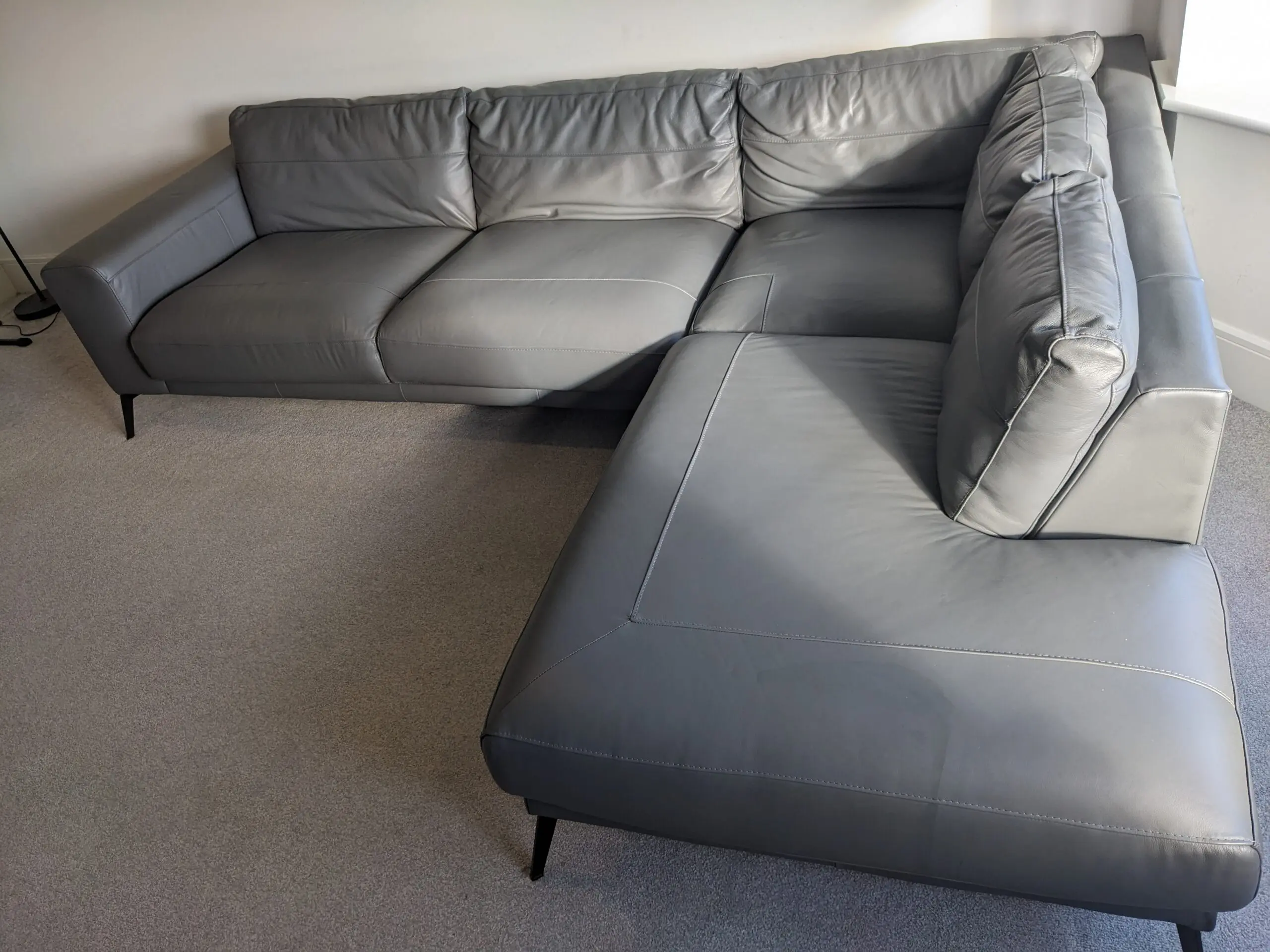 DFS Nuela Leather Left-Hand Facing Open End Corner Sofa – Grey