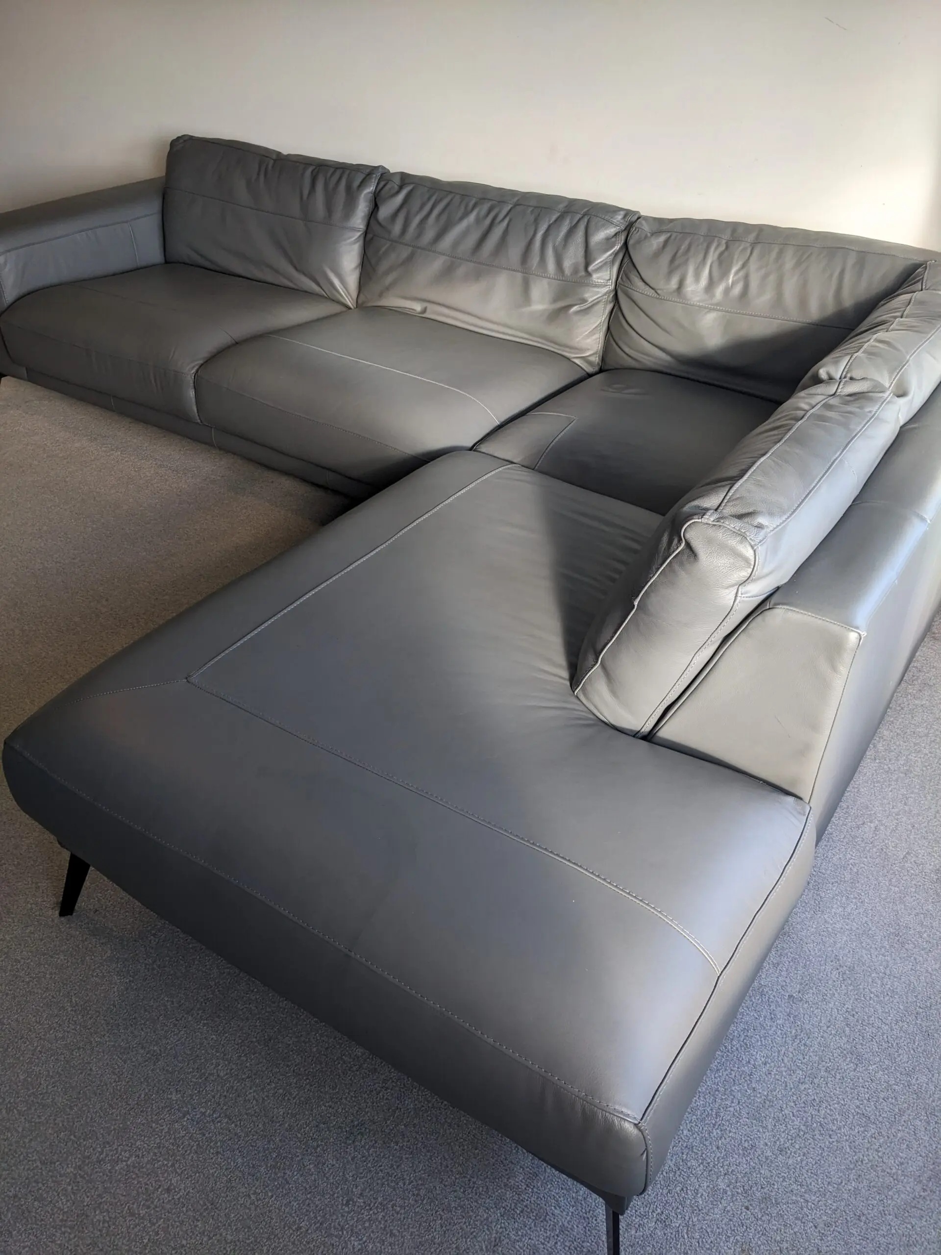 DFS Nuela Leather Left-Hand Facing Open End Corner Sofa – Grey