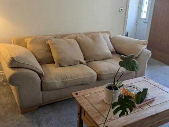 Large Beige Linen Sofa