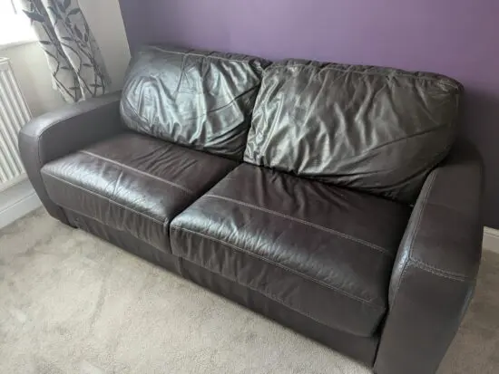Brown Leather 3 Seater Sofa Bed