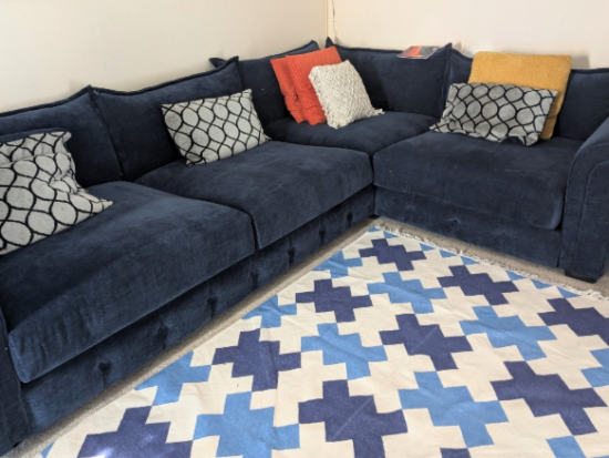 Navy Blue L-Shaped Corner Sofa – 4 Seater