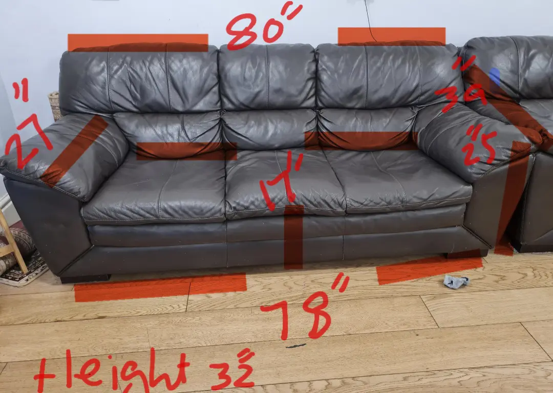 2 x Genuine Leather 3 Seater Sofas, each 78 inch wide