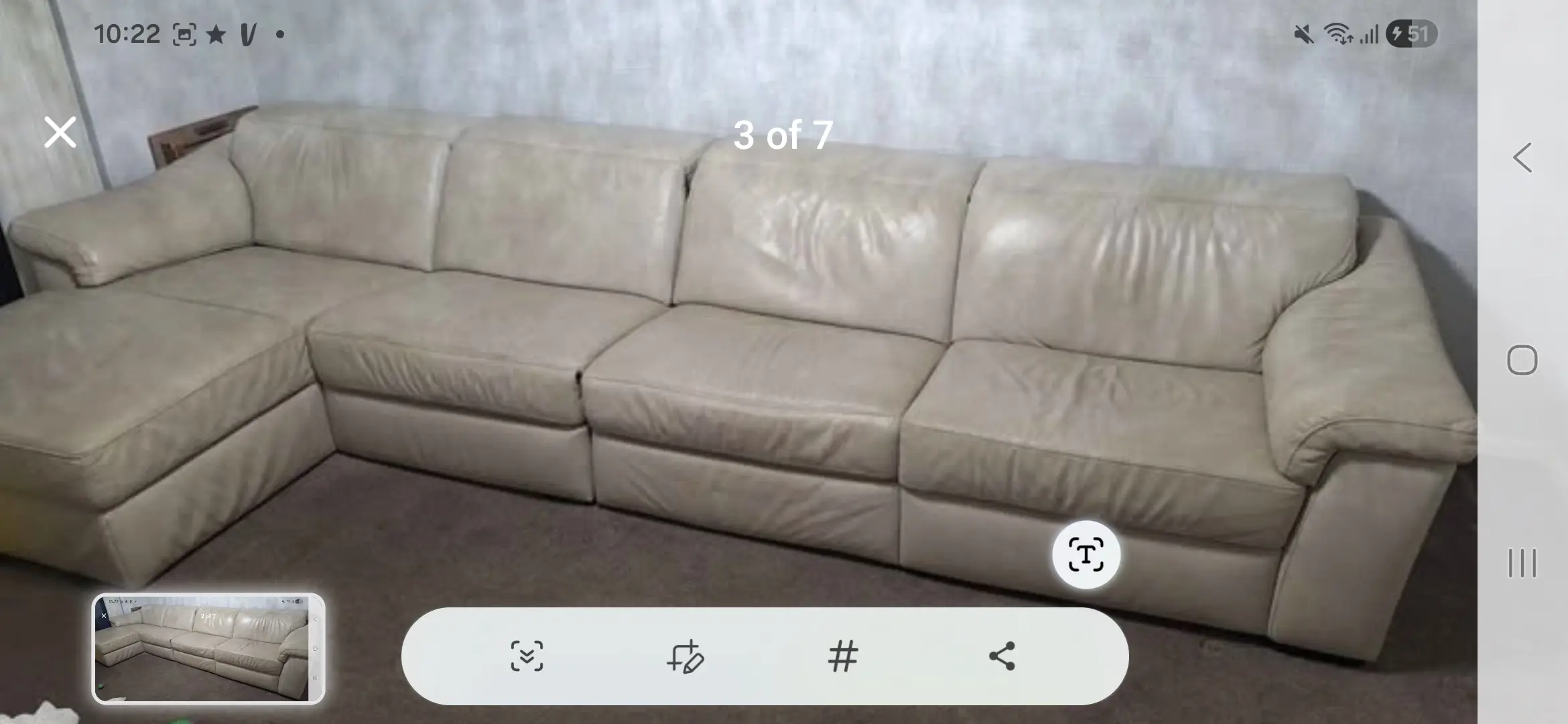 Cream L shape couch from furniture village which also reclines