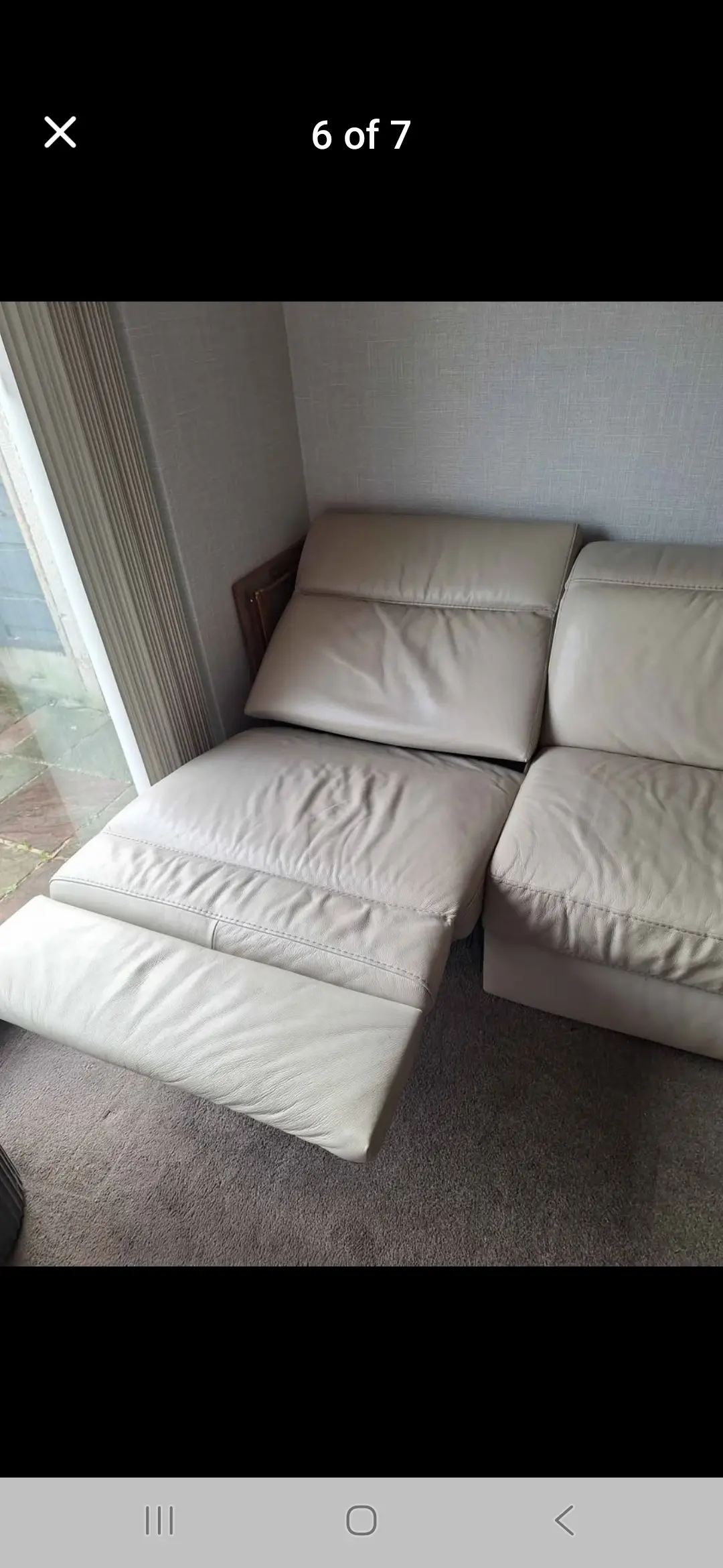 Cream L shape couch from furniture village which also reclines