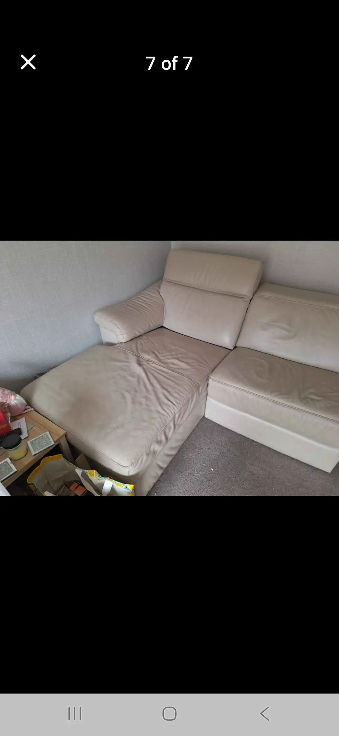 Cream L shape couch from furniture village which also reclines