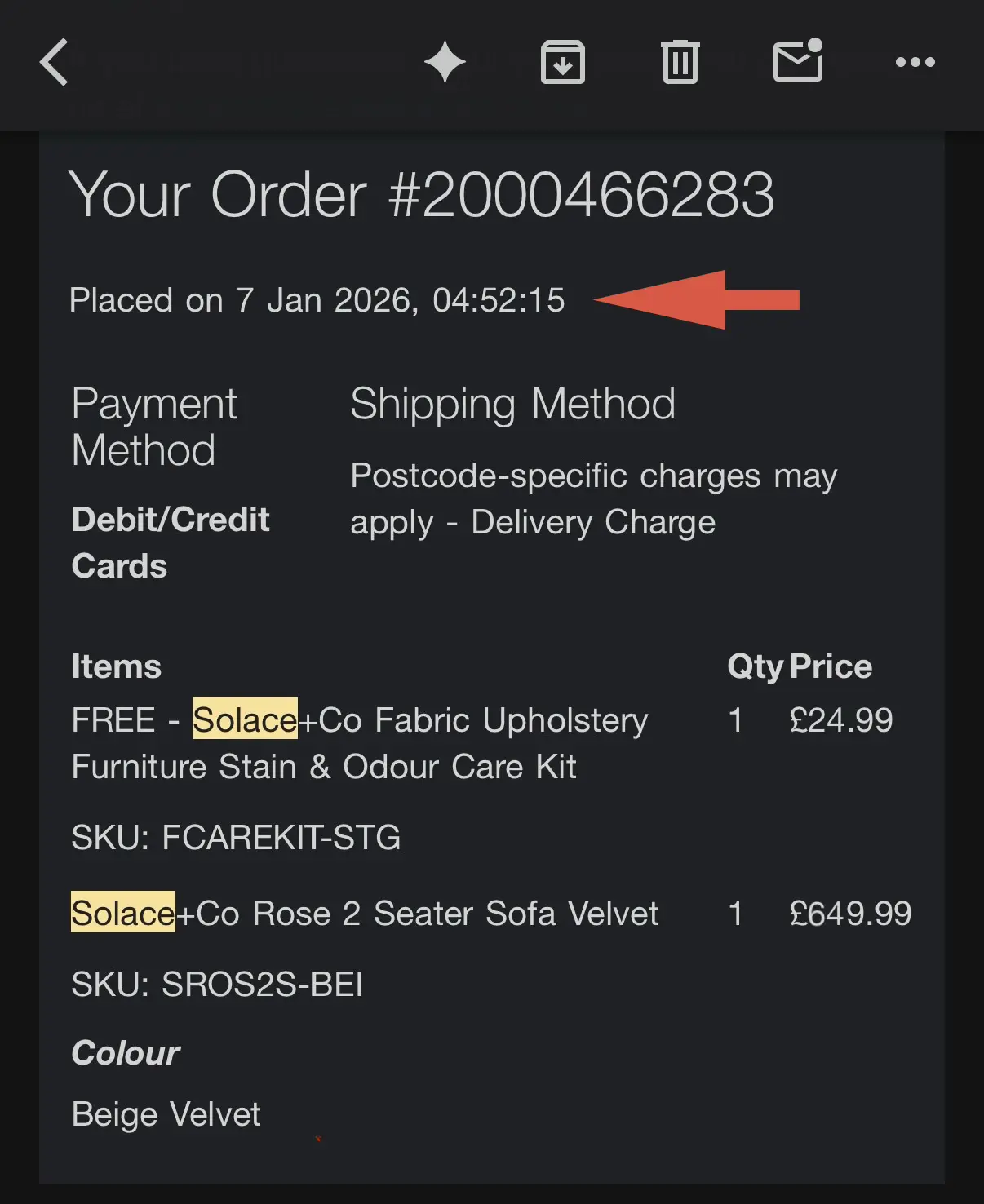 Solace+Co Rose 2 Seater Velvet Sofa - RPP £650