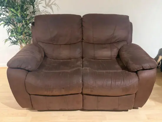 Dark Drown Reclining Suede Sofa Set