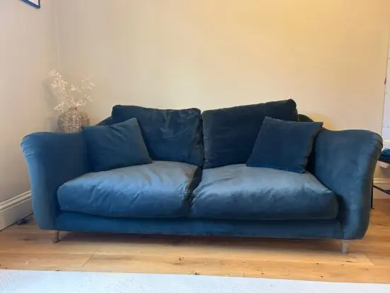 Loaf bumpster medium sofa in bluey grey deep clever velvet