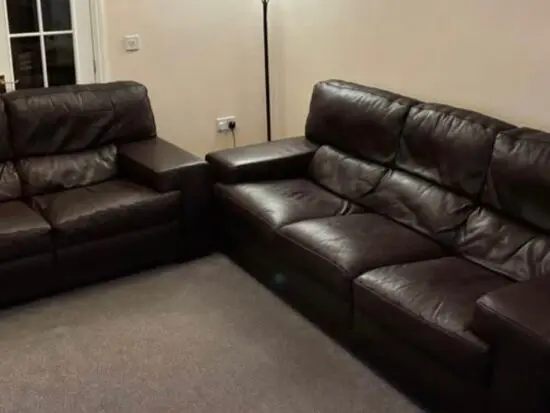 Italian leather brown sofa