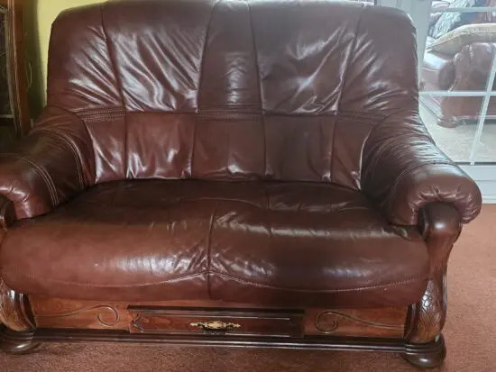 SCS Brown Leather 2 Seater Sofa