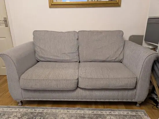 Scs Grey Sofa Silver Legs & Studs