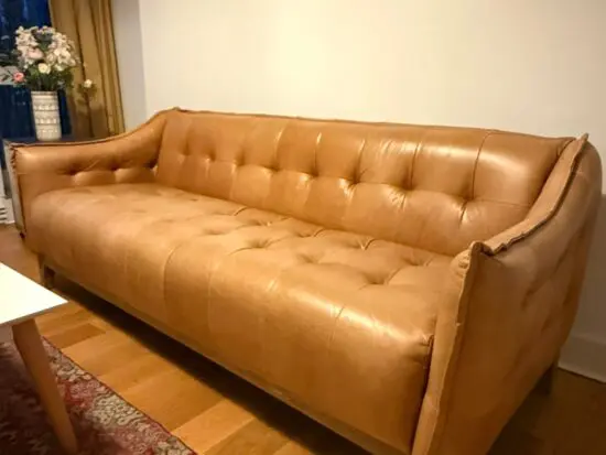 Perch & Parrow Parker - three seater leather sofa in golden brown