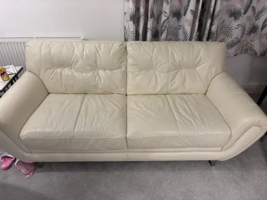DFS cream leather sofa 3 seater