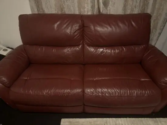 Maroon 3 and 2 seater leather sofa