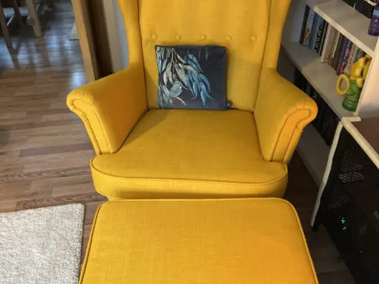 Strandmon arm chair and footstool