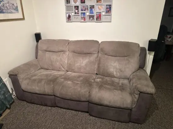 2 single manual recliners and a 3 seater with twin electric recliners