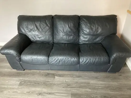 Black Leather Sofa and Chair