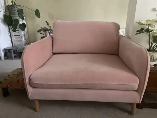 Pink love seat from Cox & Cox