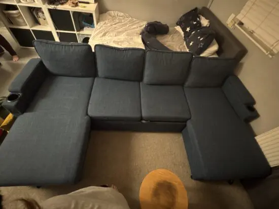 Navy Blue 3 piece sofa bed with ottoman storage