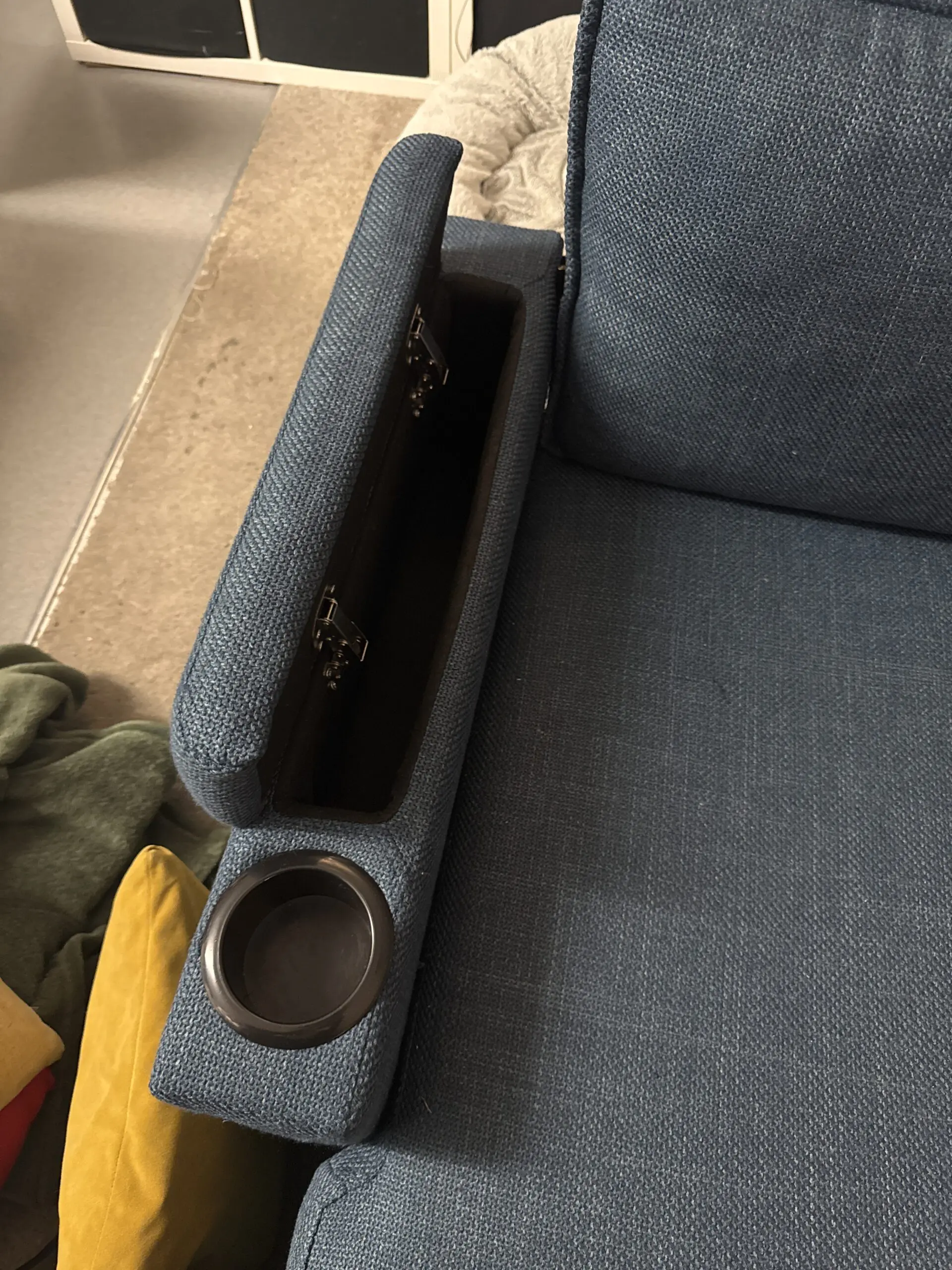 Navy Blue 3 piece sofa bed with ottoman storage