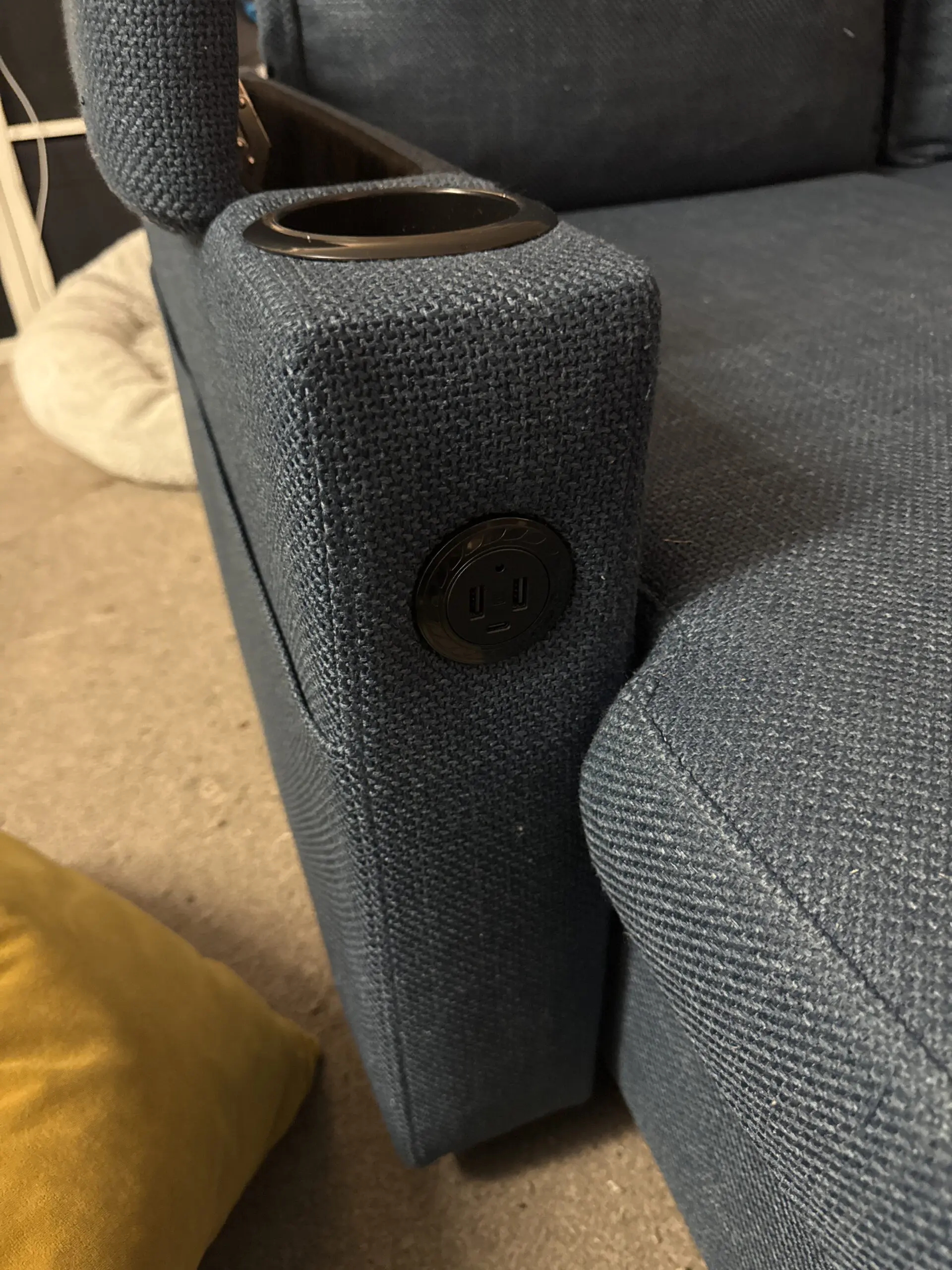 Navy Blue 3 piece sofa bed with ottoman storage