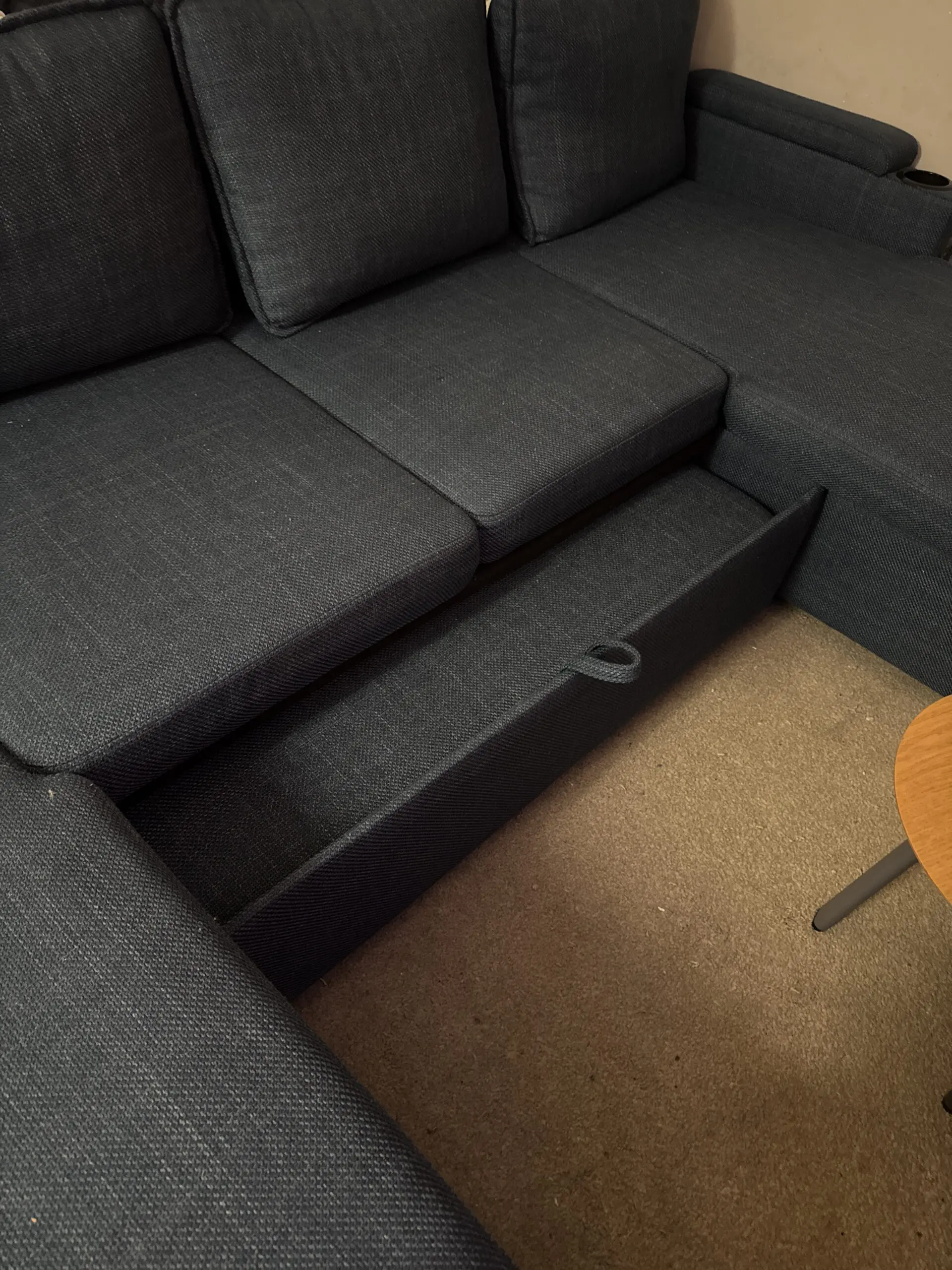 Navy Blue 3 piece sofa bed with ottoman storage