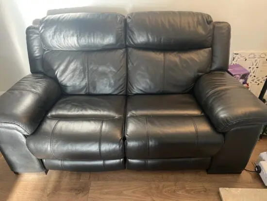 DFS Black Leather Automatic Recliner with Charger