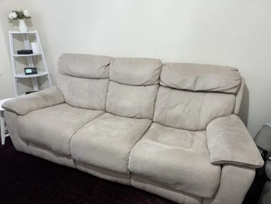 DFS Stone Suede Manual Recliner Sofa Set 2 Seater & 3 Seater