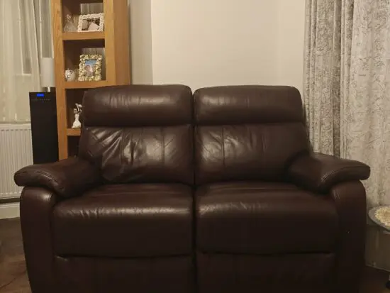 Genuine Leather Sofa – Manual Recliner.