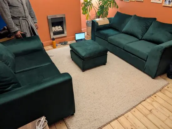 Emerald green sofa set