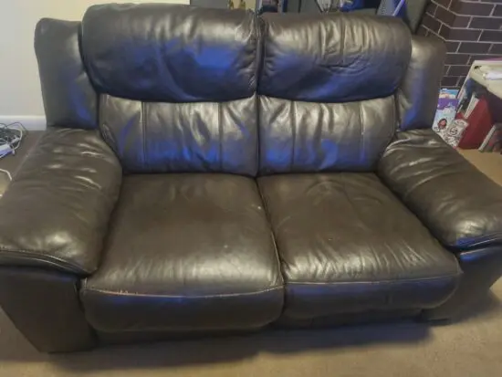 2x 2 seater brown electric recliner sofas