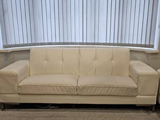 Faux leather large white sofas