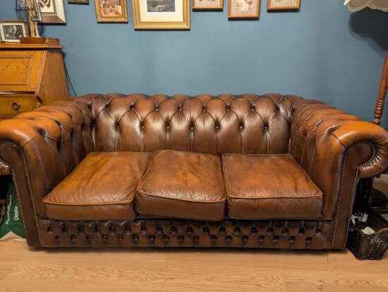 Chesterfield brown real leather