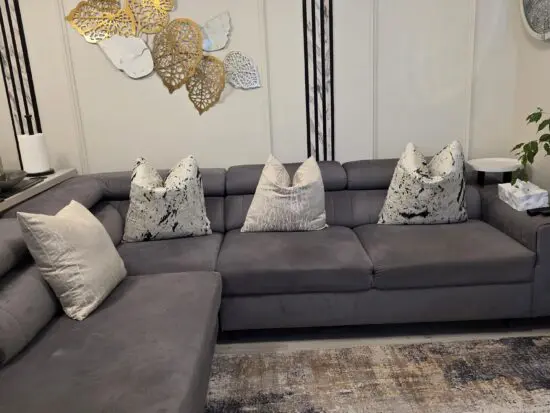 Grey corner sofa with storage