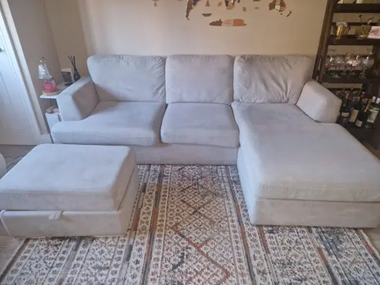 Light grey L shaped 3 seater sofa
