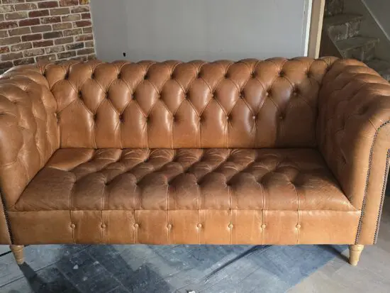 Leather tan Chesterfield 3 seater sofa