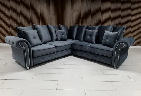 Grey 5x Seater Corner Sofa With Cushions For Sale Order Now!!