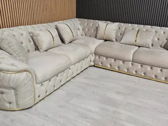 John Lewis Beige 5 Seater Corner Sofa - Luxury Corner Sofa Couch